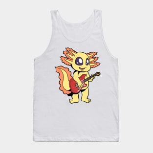 Comic axolotl plays electric guitar Tank Top